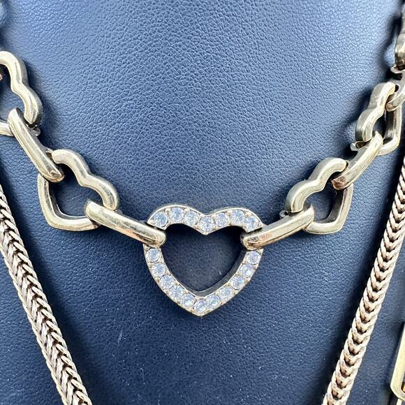 Gold Tone Layered Necklace Set Roman Coin Pearl Heart Jewelry Bundle Stackable - Picture 4 of 6